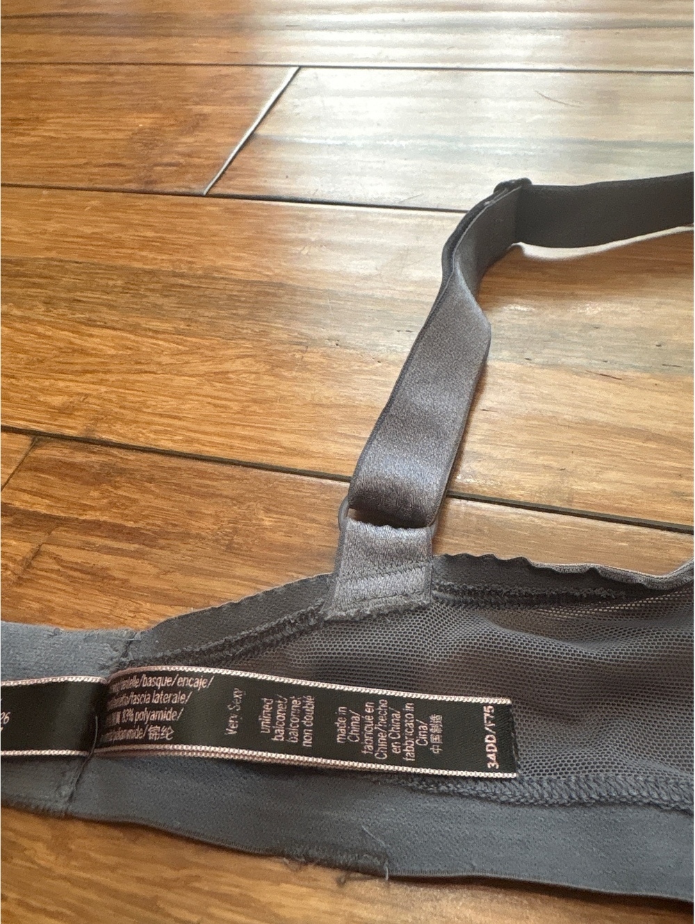 Victoria’s Secret Very Sexy Unlined Demi Gray Lace Mesh 34DD Bra - Picture 7 of 8